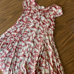 Hem & Thread Red and Cream Pleated Mini Sundress